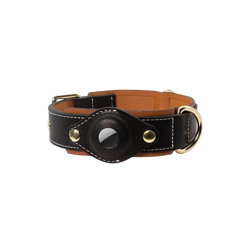 AirTag Dog Collar | Genuine Leather, No Monthly Fee | [CuddlyPet]