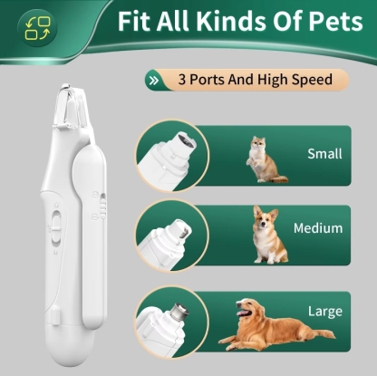 2-in-1 Dog Nail Grinder & Dog Nail Clippers Trimmers for Large Medium Small Dogs Cats Pets Claw Trimmer Quick Sensor and Safety Guard USB Rechargeable with 2 LED Lights-CUDDLY PET