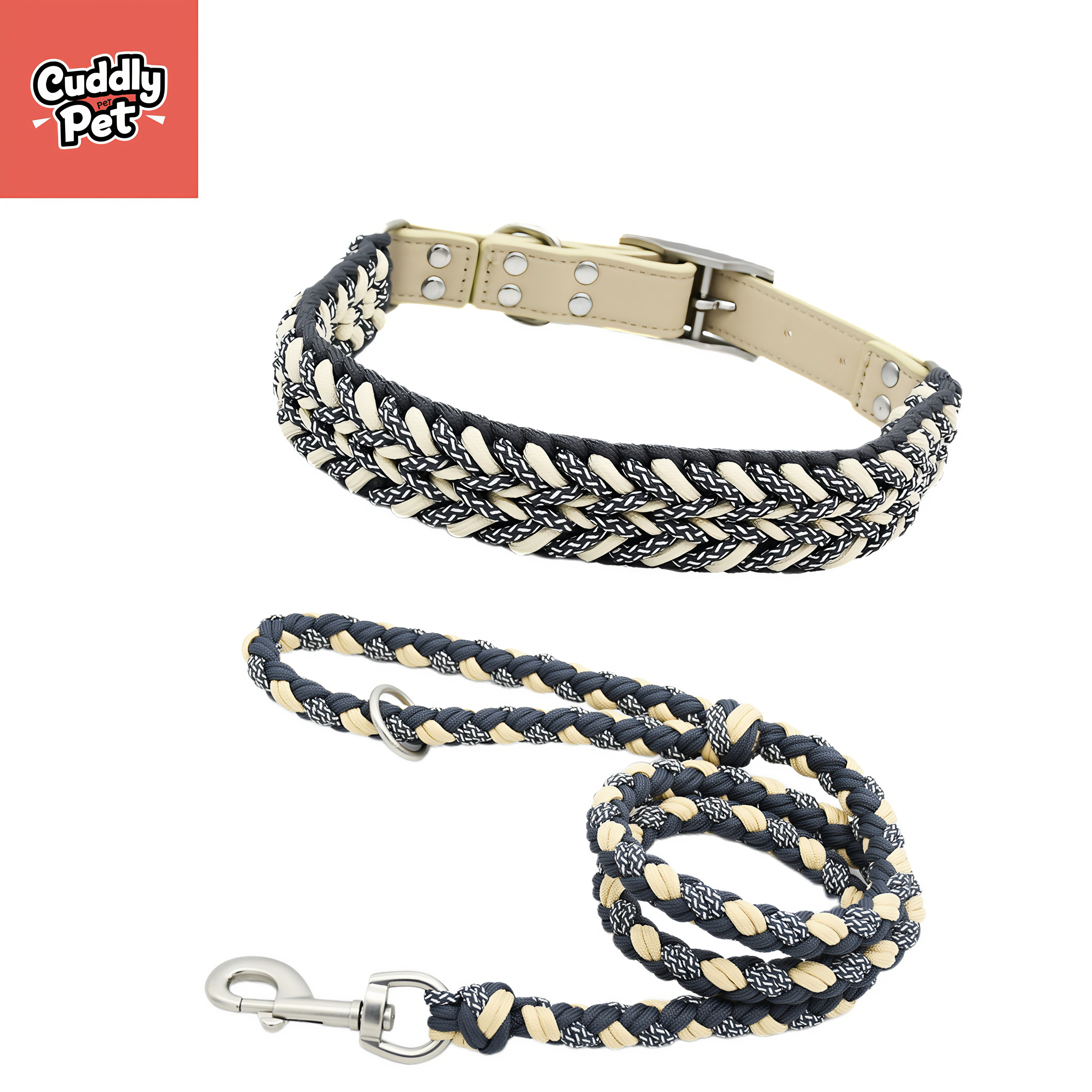 Eco-Friendly Fashion Weaving Pet Leash Set – Comfortable, Strong & Tangle-Free with 360° Rotatable Buckle for Small to Large Dogs