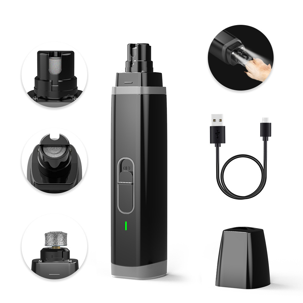 Professional LED Pet Nail Grinder - Ultra Quiet (<50dB), 3 Attachments, Type-C Fast Charge for Dogs/Cats/Small Animals