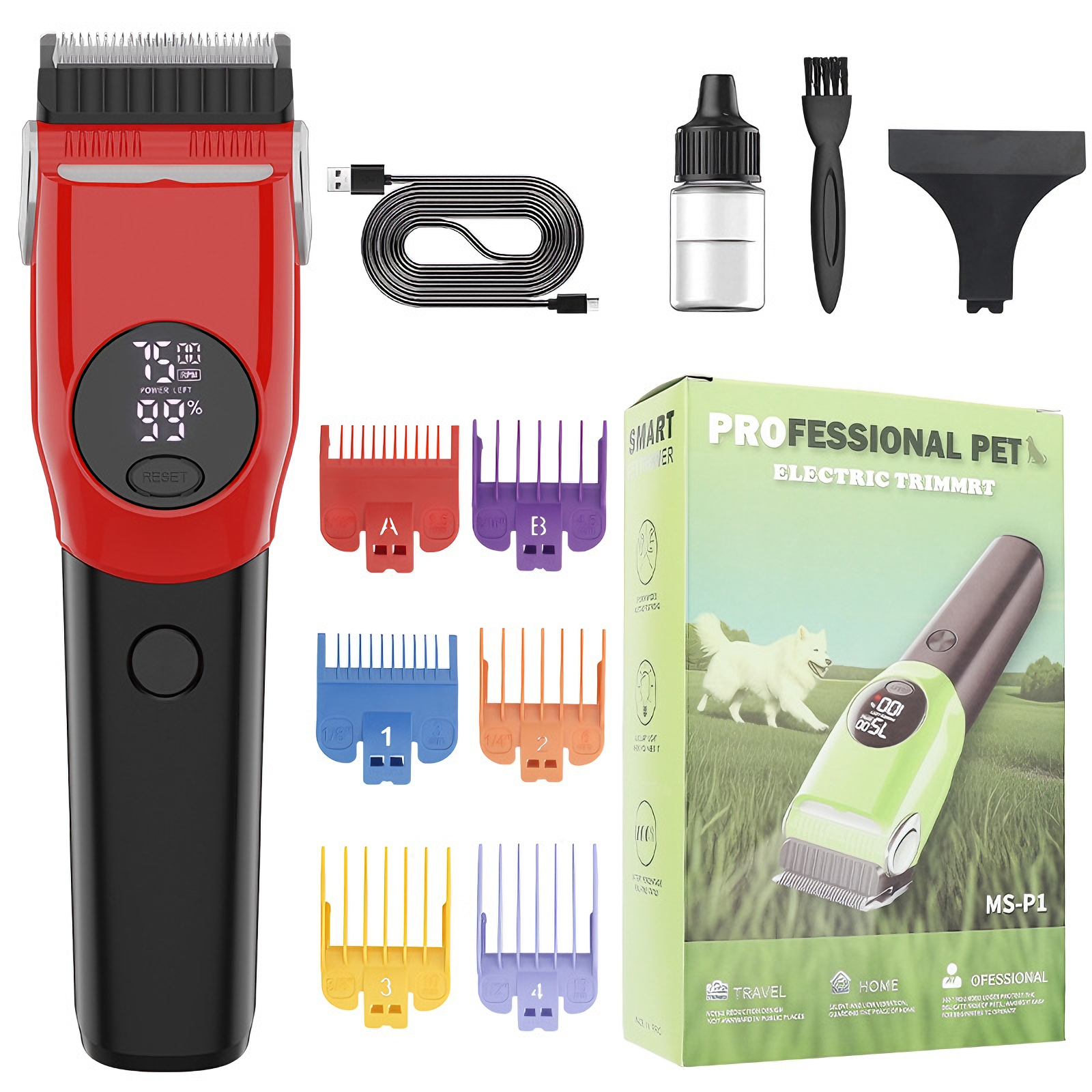 CuddlyPet ProGroom 8W Pet Clipper – 33T Blade, 7500RPM, 3 Speeds, LED Light for Large Dogs & Thick Fur