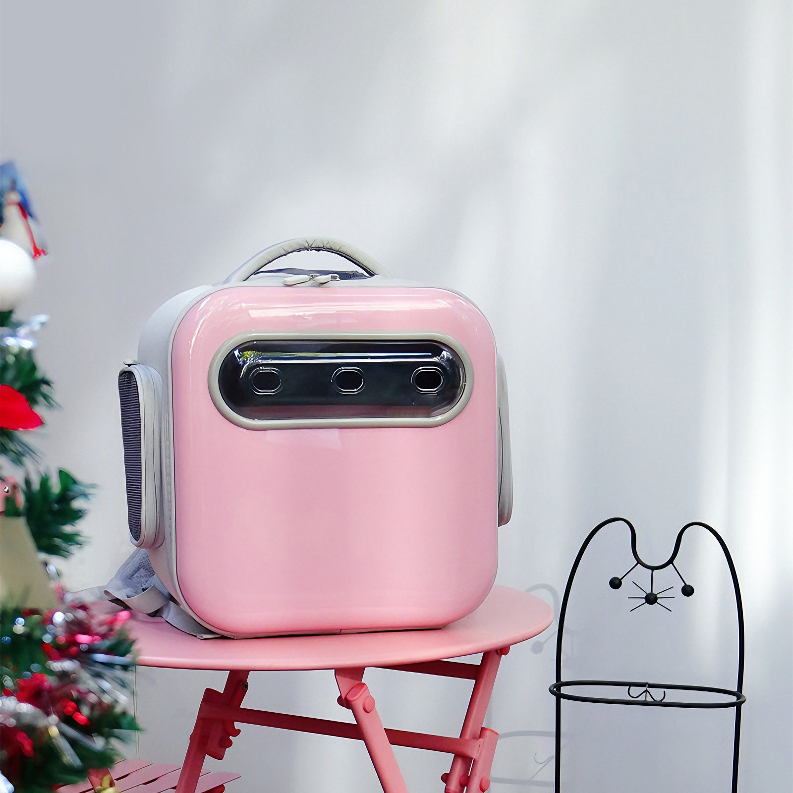 Ventilated Pet Carrier Backpack with Hidden Window - Large Airflow Cat & Small Dog Carrier, EVA Back Support, Water-Resistant, Travel Friendly