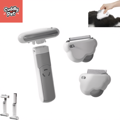 3-in-1 Pet Grooming Comb & Deshedding Brush with Lint Roller - for Dogs & Cats (Choose Straight/Curved, Size: Large/Small)