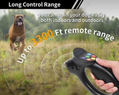 2-in-1 Wireless Dog Training Collar with Remote & Leash Handle,Rechargeable & Waterproof Shock Collar for Dogs,Tension Detection Trigger,3300FT, IPX7, 3 Modes, for Dogs S, M, L(4-120 LBS)