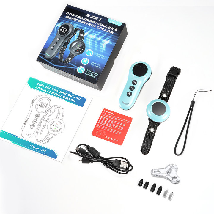 2-in-1 Dog Shock Collar & Dog Bark Collar - Smart Anti Barking Dog Training Collar with 5 Adjustable Sensitivity & 3300FT Remote for All Breeds IP67 Waterproof E-Collar-CUDDLY PET