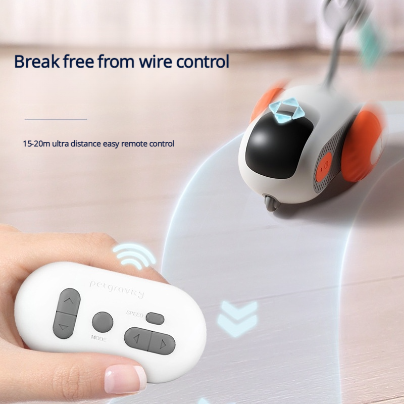 Auto-Dodging, Interactive RC Pet Toy Car with 15M Remote for Cats & Small Pets