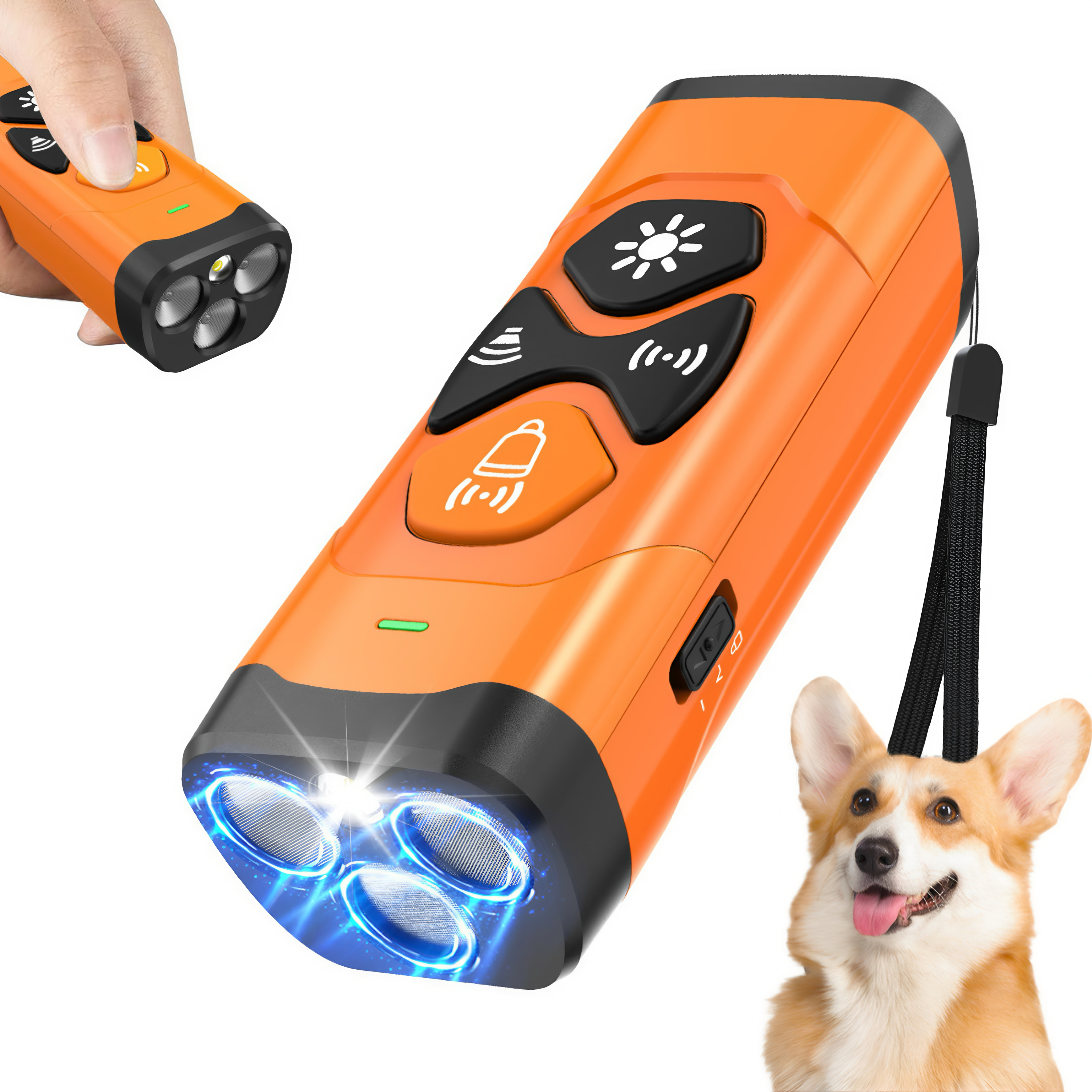 TriSonic Pro Ultrasonic Dog Trainer - 3X Emitters, 23ft Range, 1200mAh Long-Lasting Bark Control & Behavior Correction