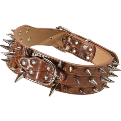 Bully Breed Heavy Duty Spiked Collar - Puncture Proof, Anti-Pull, Metal Rivets for Large/X-Large Dogs (M-XXL Sizes, Black/Gold/Brown/Red)