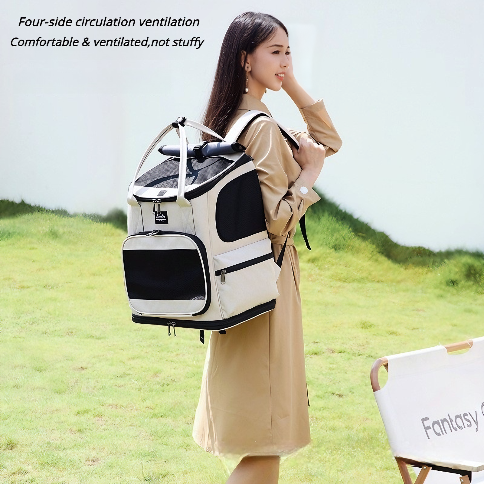 CuddlyPet Detachable Wheeled Cat & Dog Carrier Backpack, Large 15lbs Capacity, Ventilated Pet Travel Bag with Removable Cart, Multi-Mode Backpack/Handheld/Trolley