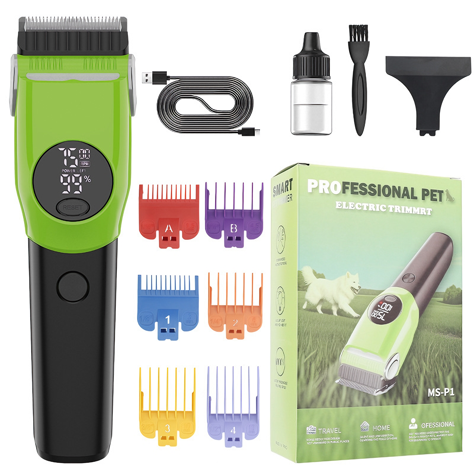 Professional Dog Clippers for Large Breeds - 8W 7500RPM, 33T Blade, LED Light | CuddlyPet