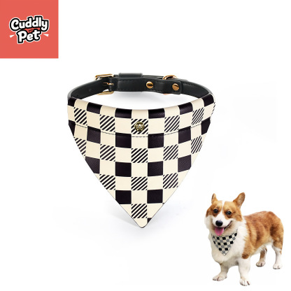 Custom Breakaway Pet Collar Set - Luxury Soft Leather, Detachable Plaid Print & Anti-Choke Safety Buckle (S/M/L)