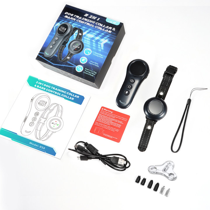 2-in-1 Dog Shock Collar & Dog Bark Collar - Smart Anti Barking Dog Training Collar with 5 Adjustable Sensitivity & 3300FT Remote for All Breeds IP67 Waterproof E-Collar-CUDDLY PET