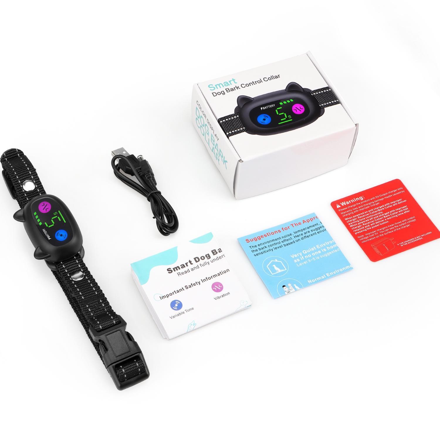 The new item color screen strong vibration without electric shock intelligent dog training dog training stop barking device accurate identification anti-false trigger-CUDDLY PET