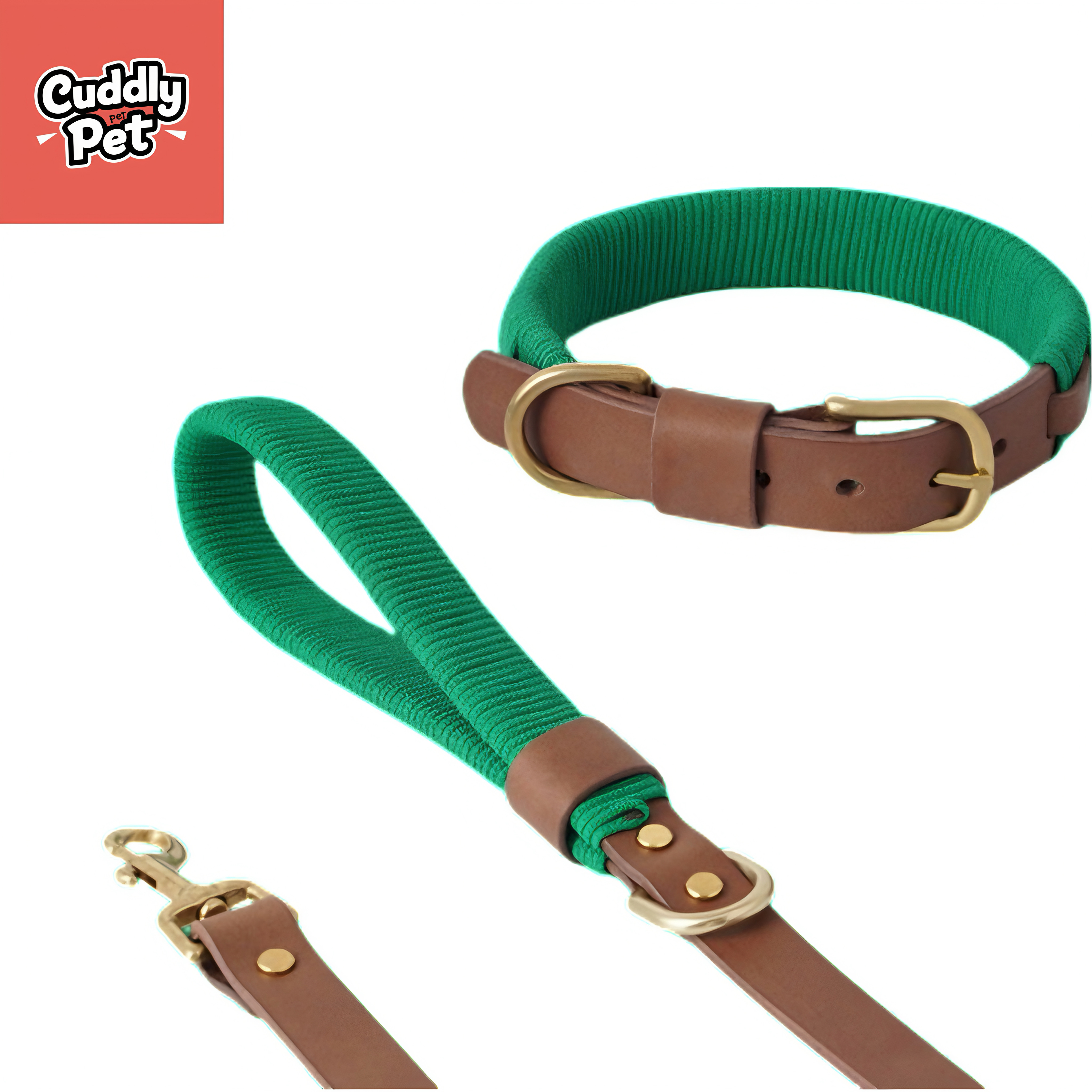 Handmade Adjustable Leather Dog Collar - Full-Grain Vegetable-Tanned Leather, Solid Brass Hardware, 3.5mm Thick, Multi-Hole Design for Perfect Fit  