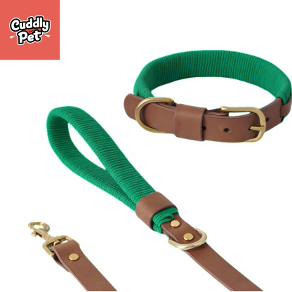 Handmade Adjustable Leather Dog Collar - Full-Grain Vegetable-Tanned Leather, Solid Brass Hardware, 3.5mm Thick, Multi-Hole Design for Perfect Fit  