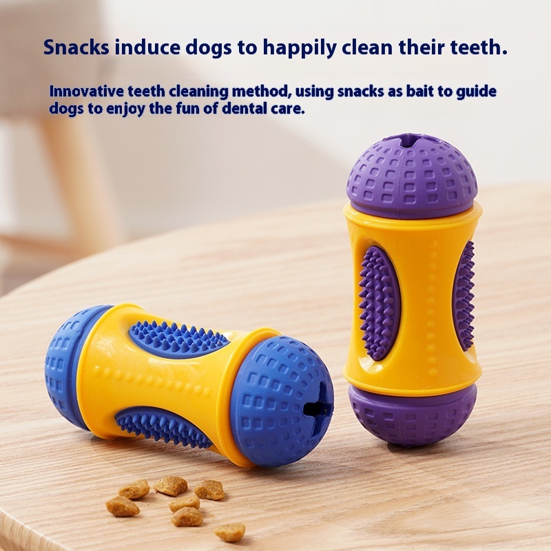 Interactive Dog Chew Toy - Dental Cleaning Drum with Treat Dispenser