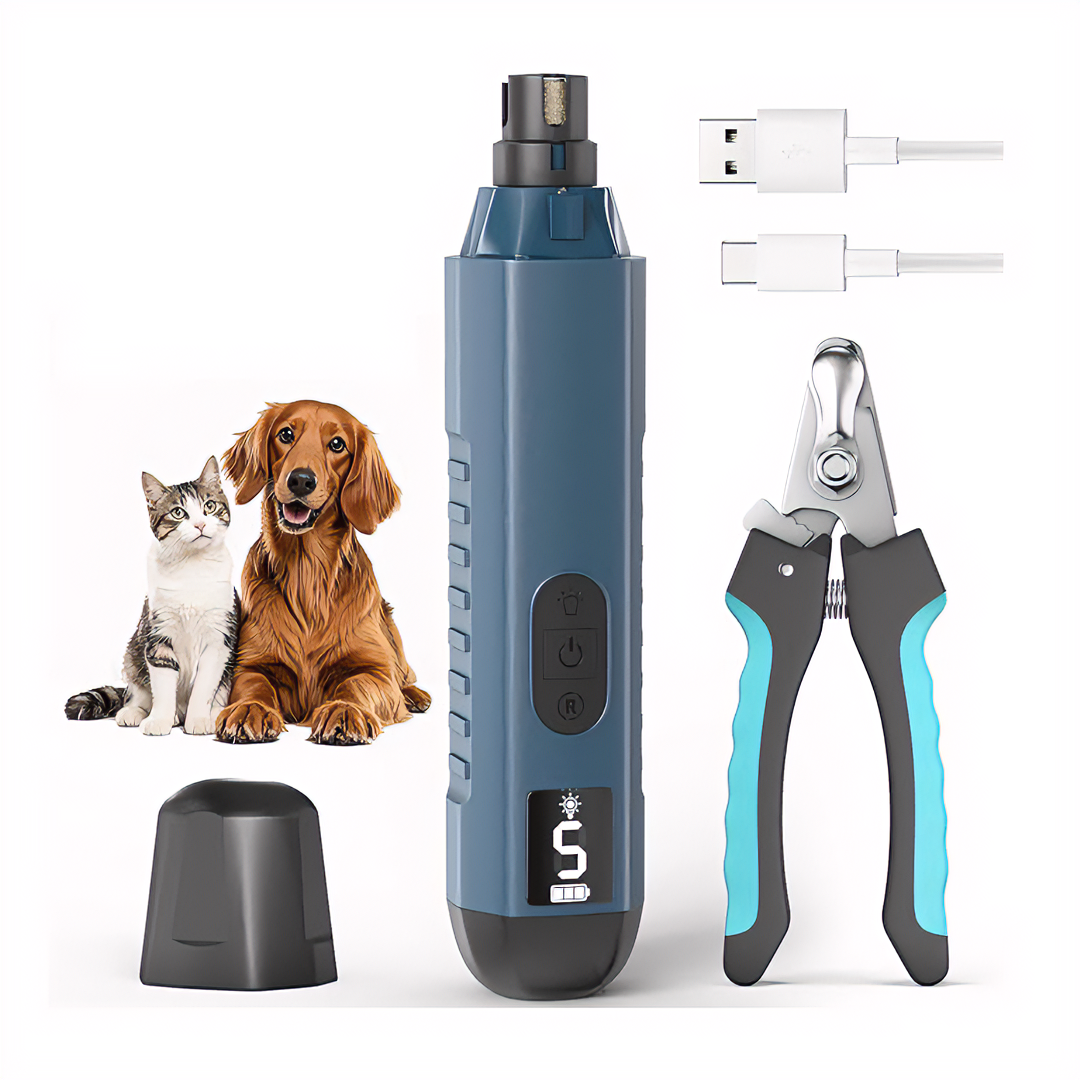 Professional Pet Electric Nail Grinder – Quiet, Multi-Speed, LED Light, Diamond Grinding Wheel for Dogs & Cats 