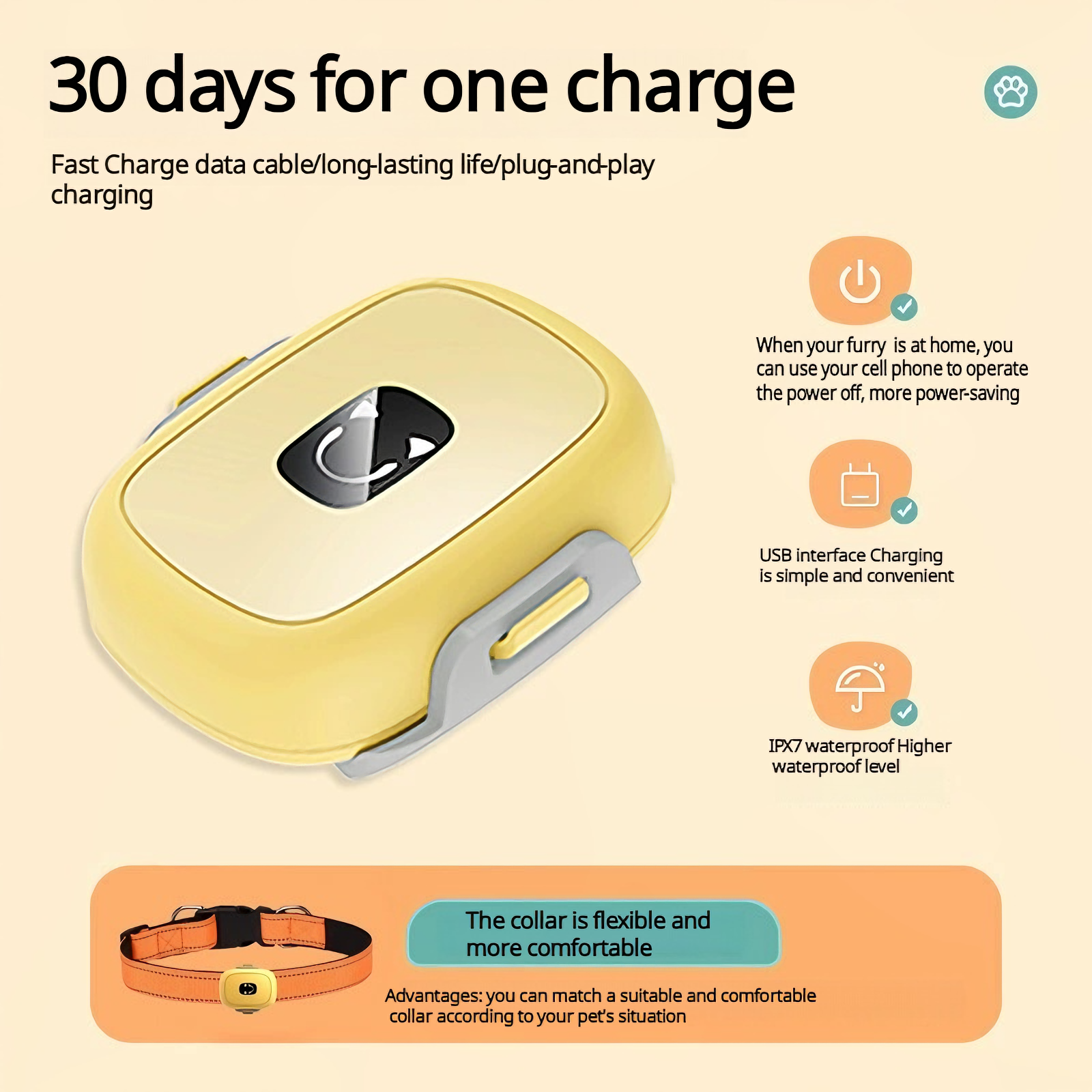 GPS Tracker for Dogs and Cats, Mini Cat & Dog GPS Tracker with Health Monitor and GPS Dog Fence, Waterproof GPS Pet Tracker