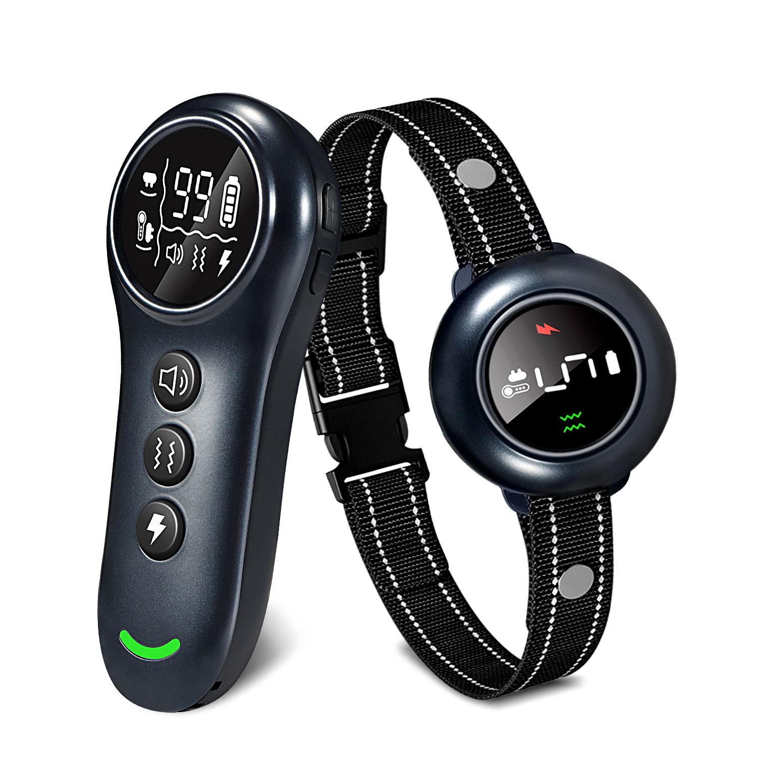 2-in-1 Dog Shock Collar & Dog Bark Collar - Smart Anti Barking Dog Training Collar with 5 Adjustable Sensitivity & 3300FT Remote for All Breeds IP67 Waterproof E-Collar-CUDDLY PET