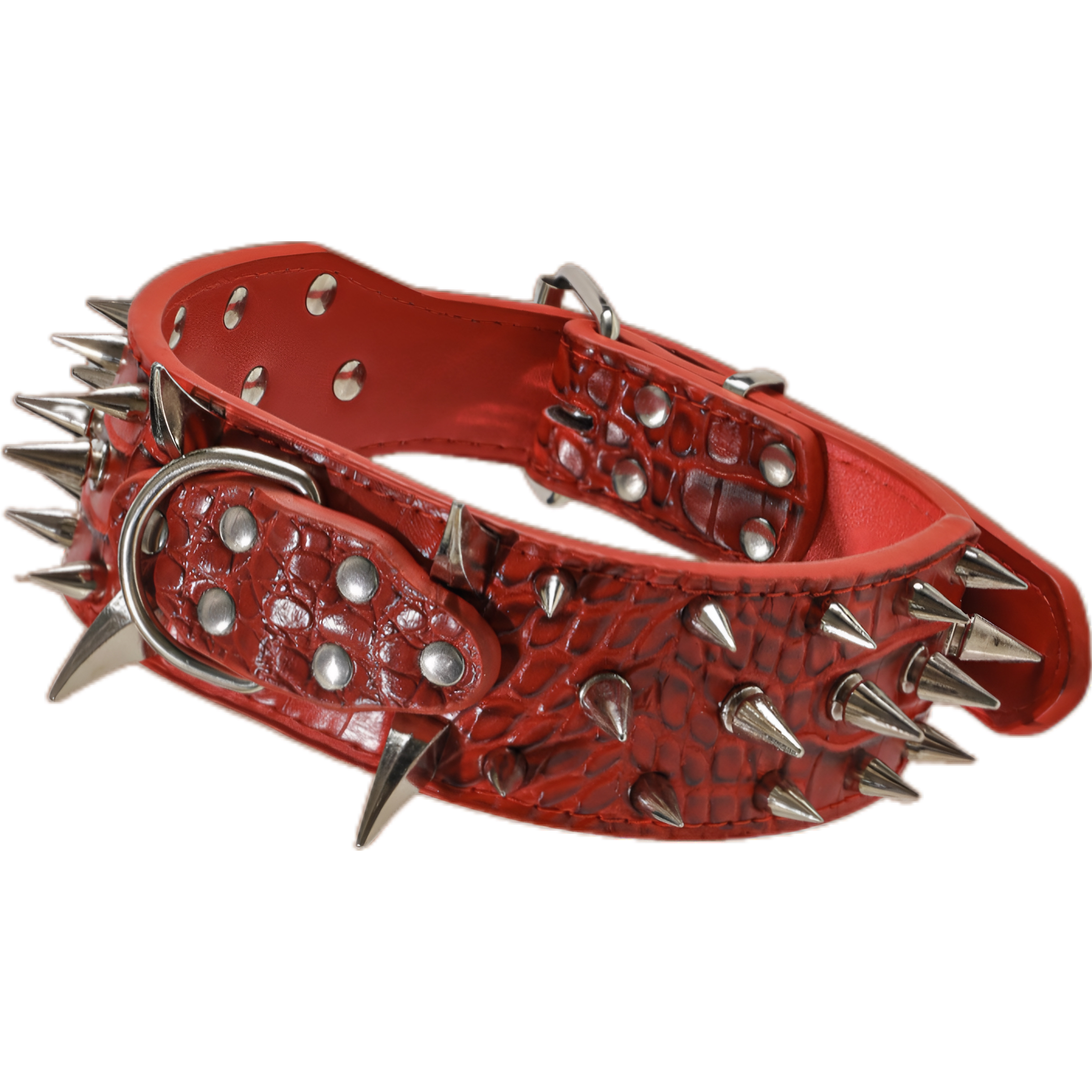 Bully Breed Heavy Duty Spiked Collar - Puncture Proof, Anti-Pull, Metal Rivets for Large/X-Large Dogs (M-XXL Sizes, Black/Gold/Brown/Red)