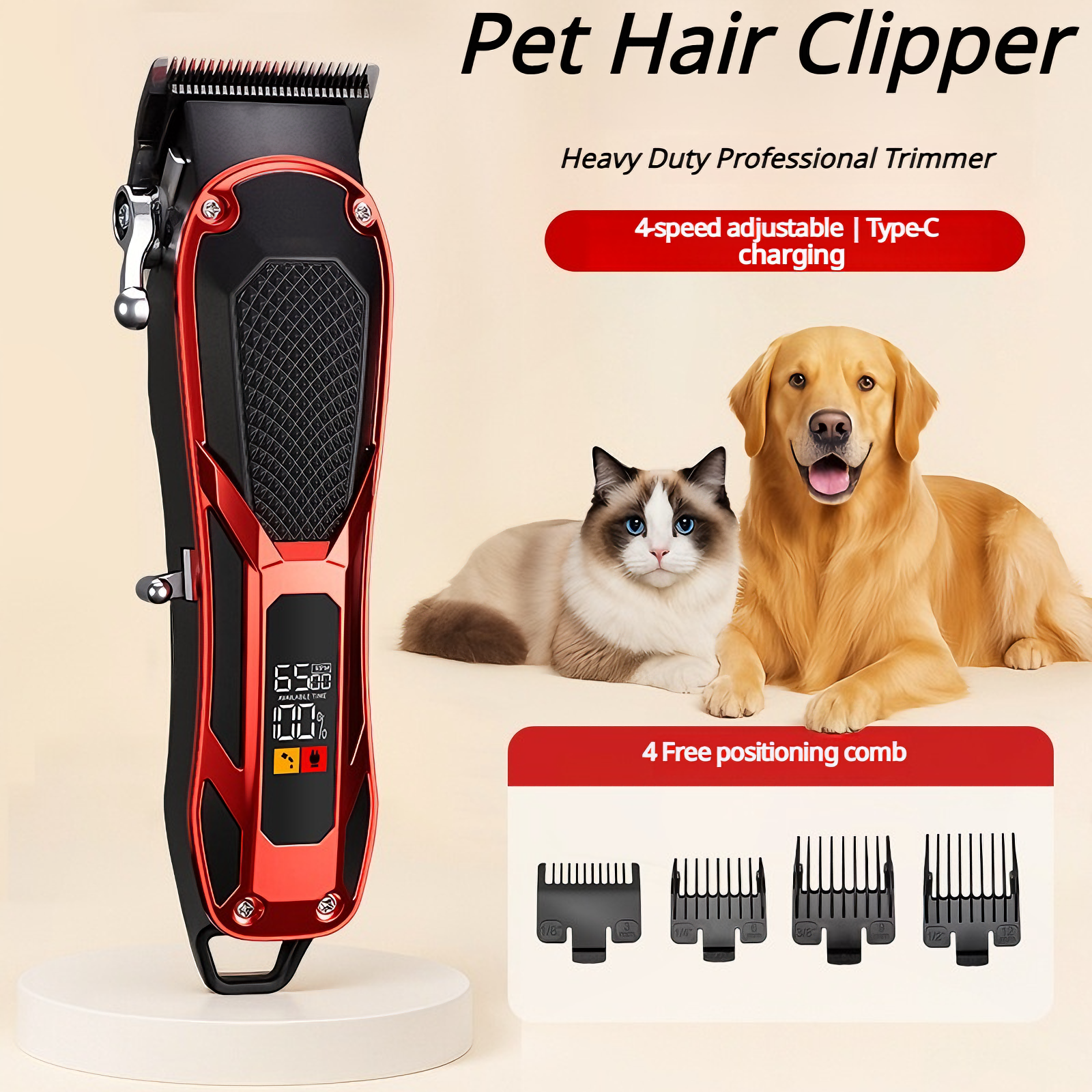 Pet Hair Clipper Professional - Quiet Cordless Dog Grooming Kit with Ceramic Blade & LCD | CuddlyPet