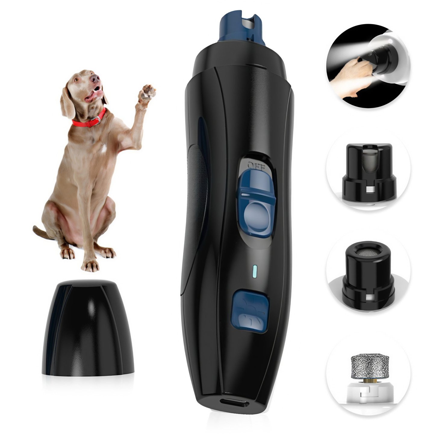 Safe LED Pet Nail Grinder for Dogs & Cats - 2-Speed Rechargeable | CuddlyPet