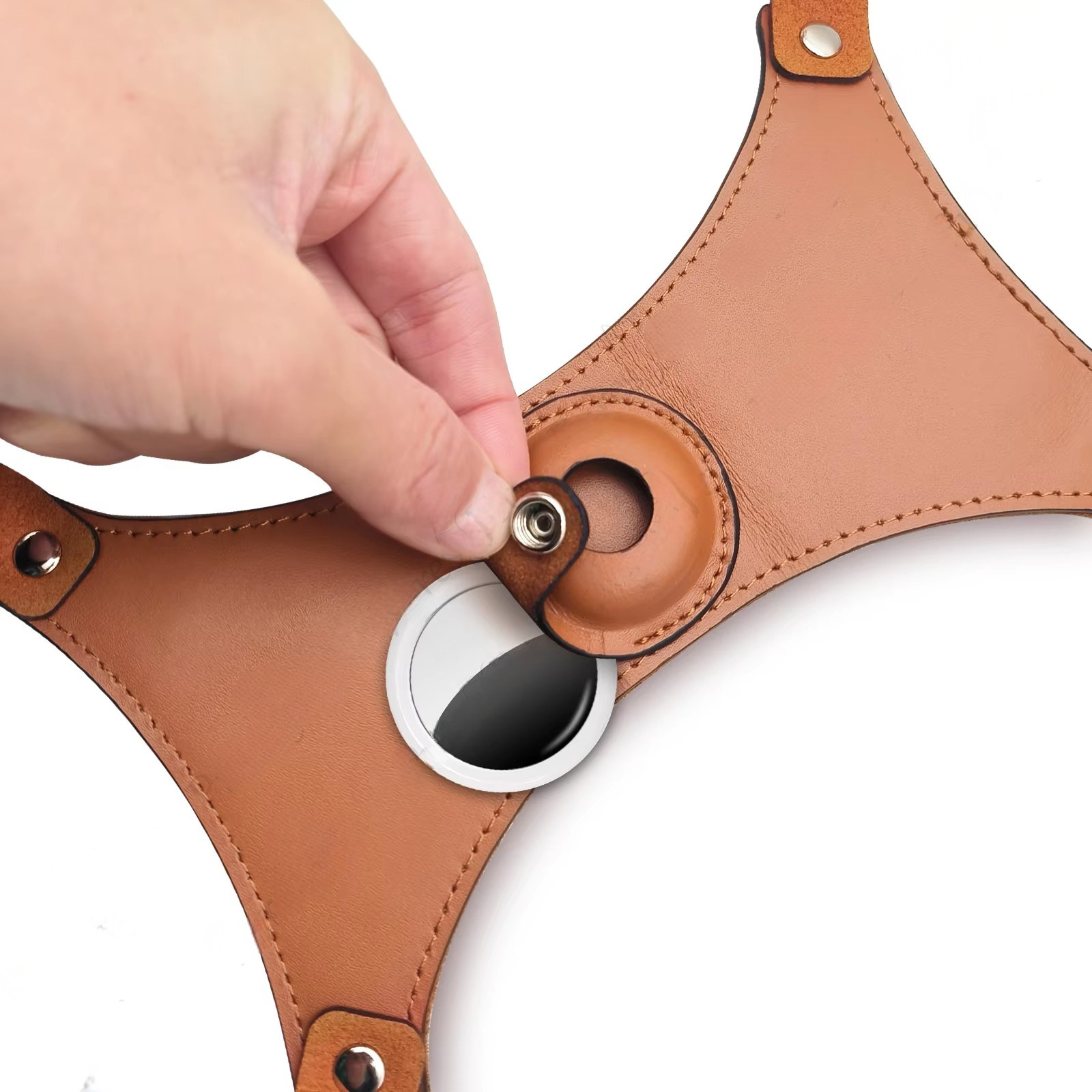 Premium Leather Dog Harness with Hidden AirTag Pocket | Adjustable & Secure | S, M, L