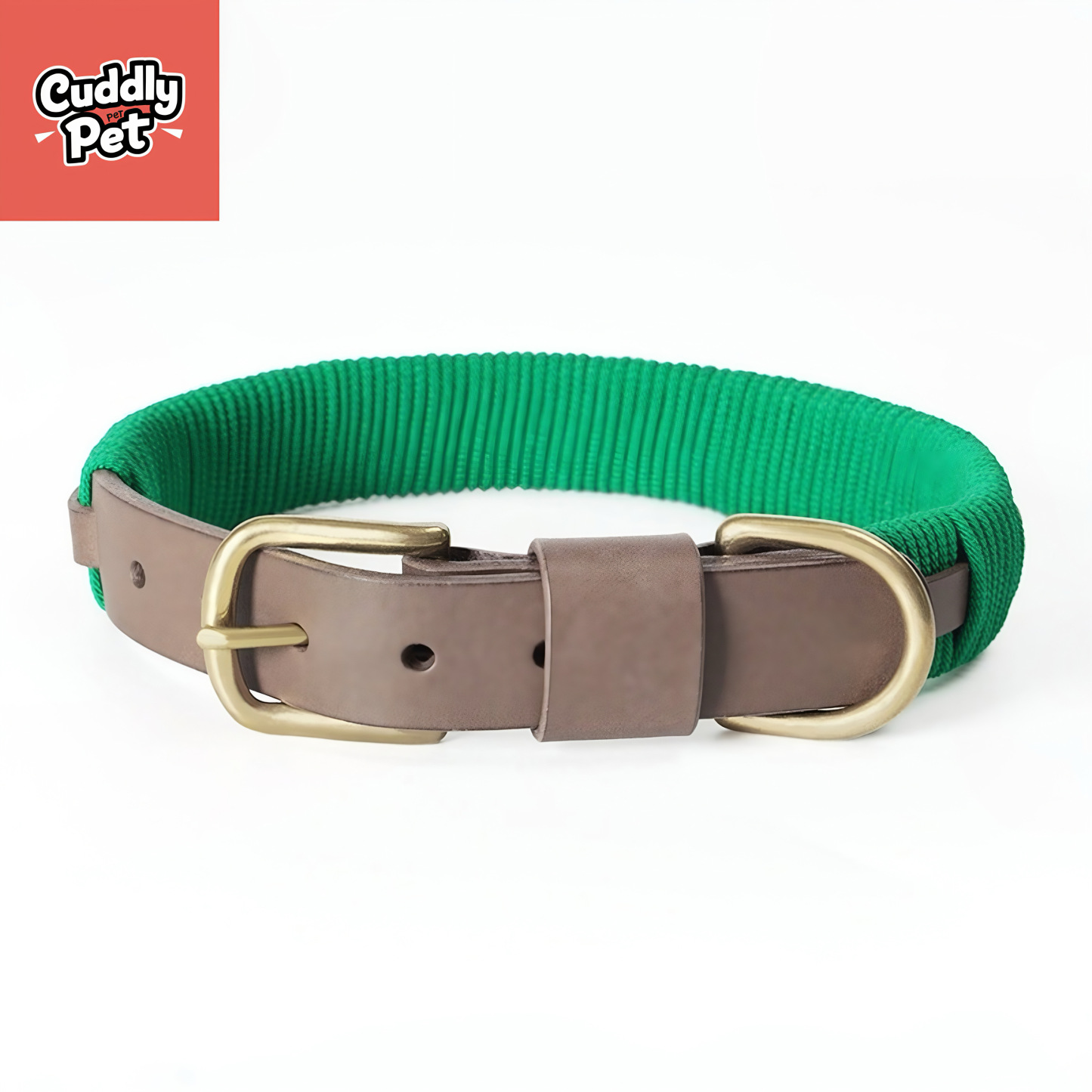 Handmade Adjustable Leather Dog Collar - Full-Grain Vegetable-Tanned Leather, Solid Brass Hardware, 3.5mm Thick, Multi-Hole Design for Perfect Fit  