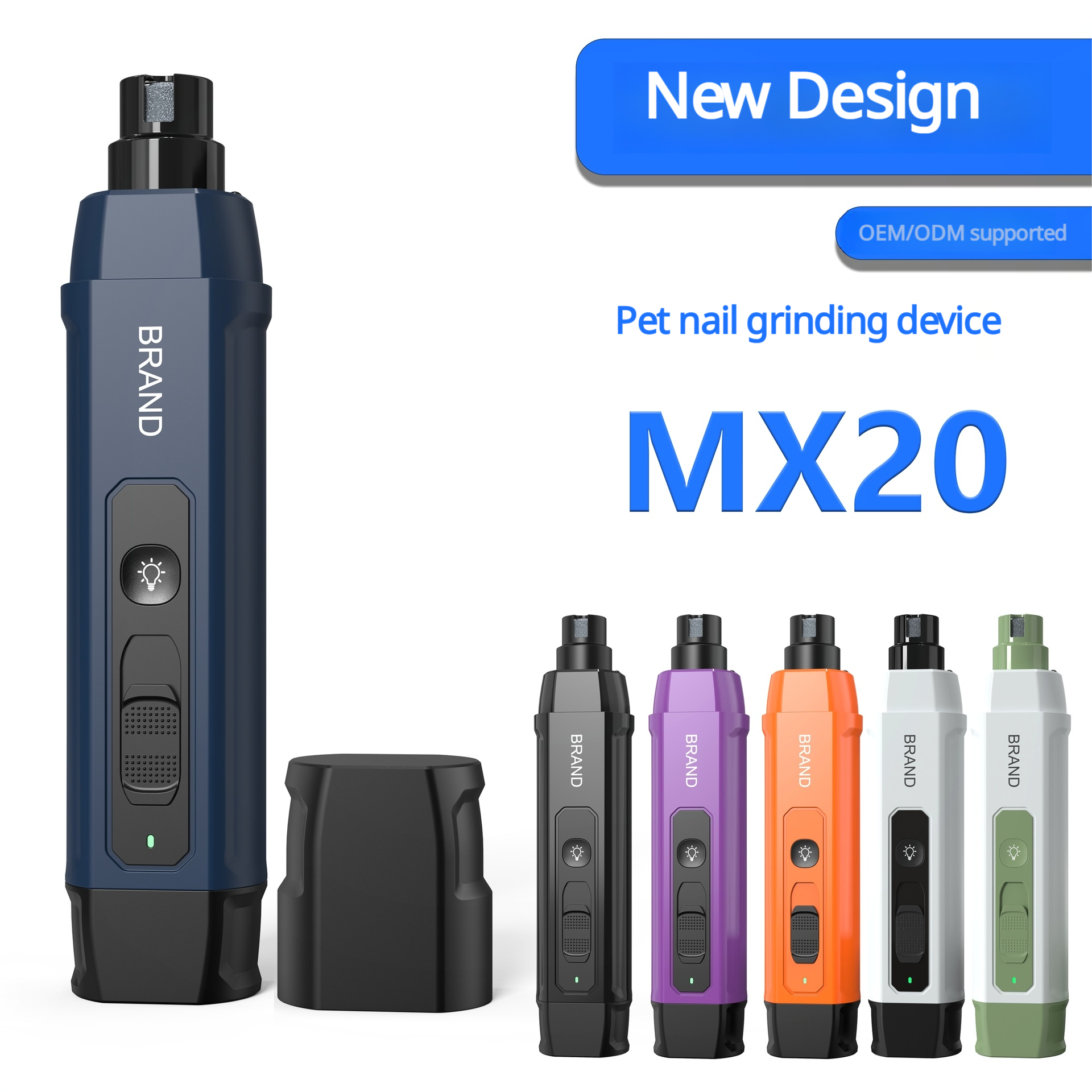 New high power LED dual light blood line electric rechargeable pet nail grinder dog nail clipper