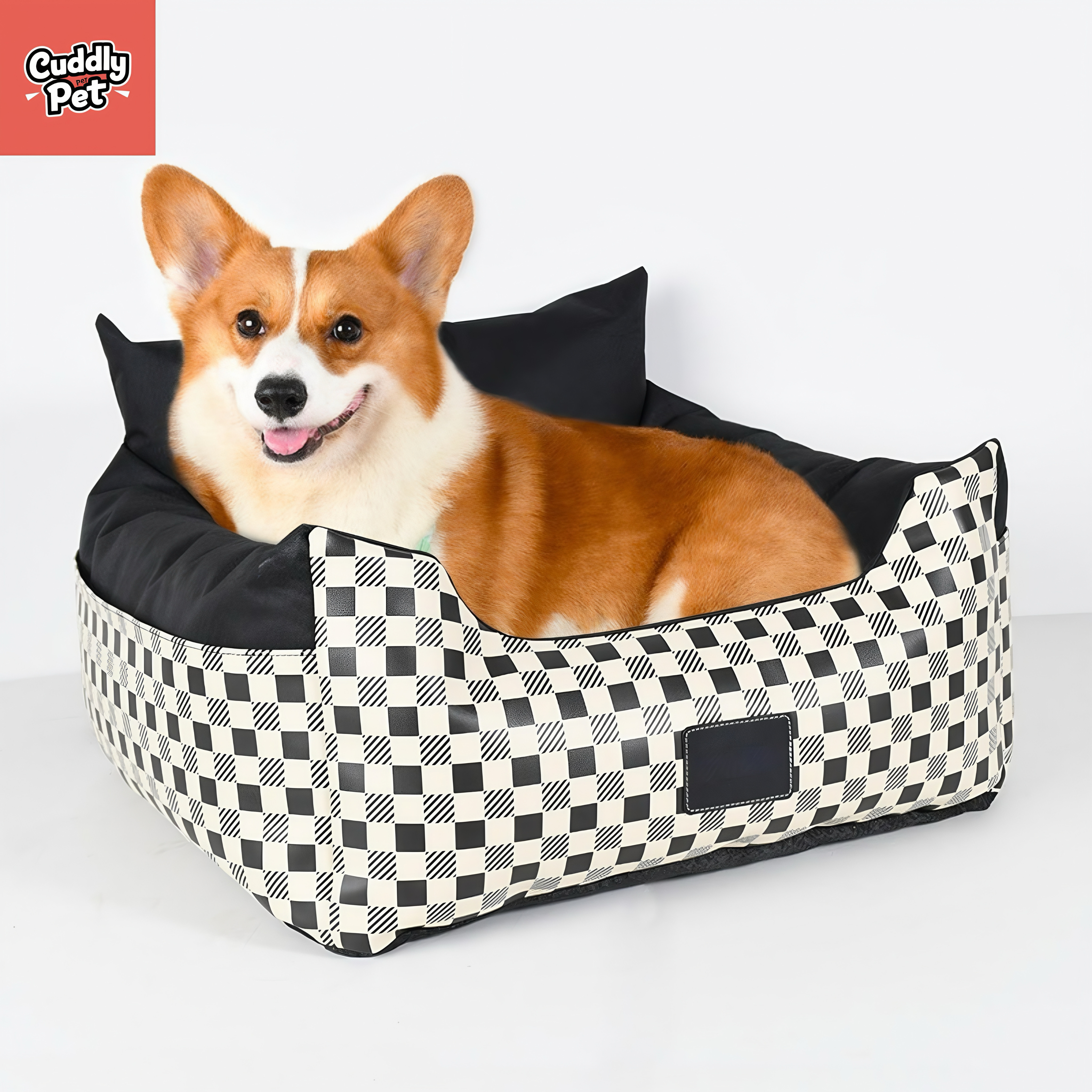 Waterproof Leather Pet Car Seat Bed, Anti-Slip & Washable Dog Carrier with Safety Buckle