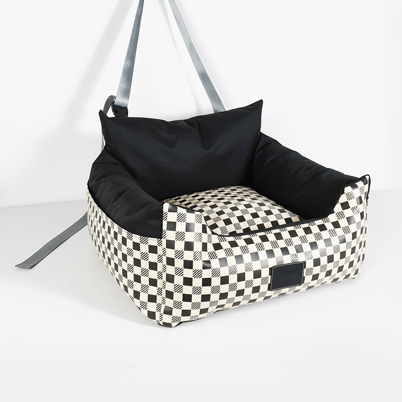 Waterproof Leather Pet Car Seat Bed, Anti-Slip & Washable Dog Carrier with Safety Buckle