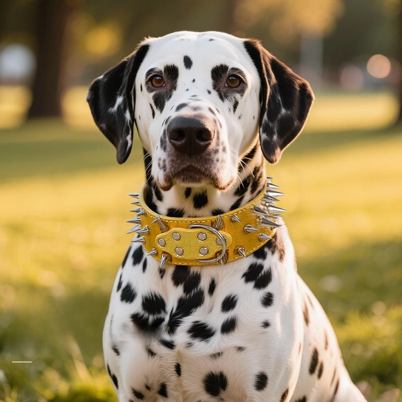 Bully Breed Heavy Duty Spiked Collar - Puncture Proof, Anti-Pull, Metal Rivets for Large/X-Large Dogs (M-XXL Sizes, Black/Gold/Brown/Red)