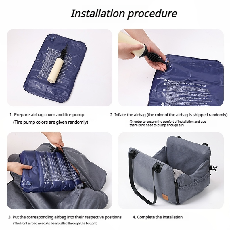 3-in-1 Inflatable Pet Car Seat Handbag Bed – Portable, Lightweight, Waterproof Dog Travel Bed for Cars, Home & Outdoor Use