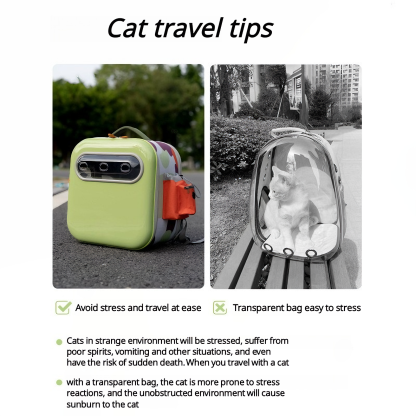 Ventilated Pet Carrier Backpack with Hidden Window - Large Airflow Cat & Small Dog Carrier, EVA Back Support, Water-Resistant, Travel Friendly