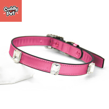 Sparkle & Safety Crystal-Studded Leather Harness Set - Reflective, Adjustable, Waterproof for Small to Large Dogs (XS-XL)/Pink