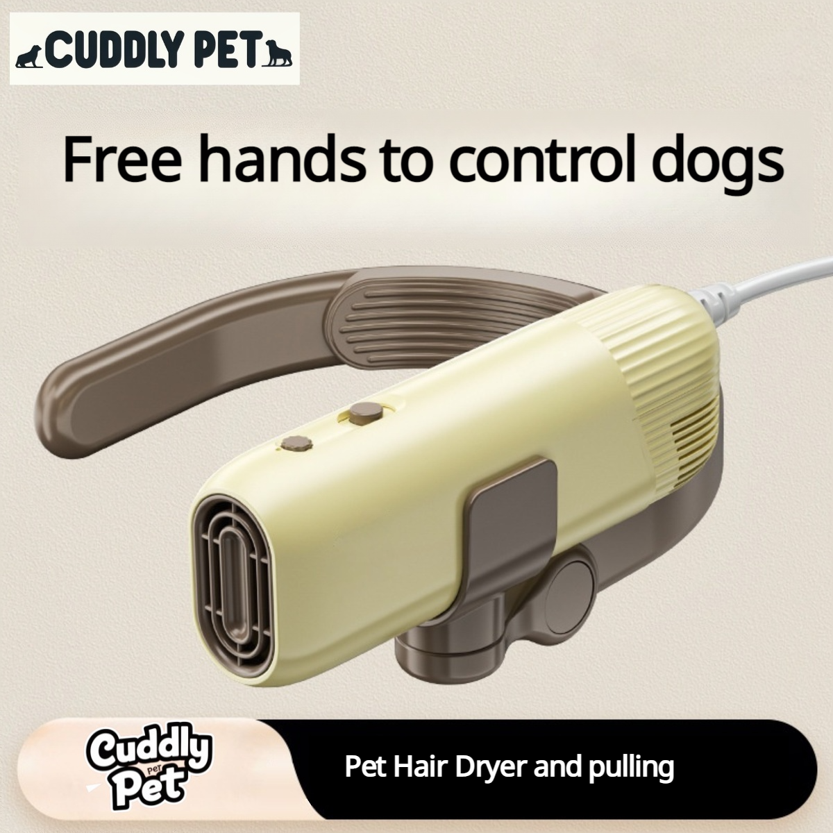 Hands-Free Neck Hanging Pet Dryer & Groomer - 110,000 RPM High-Speed, Low-Noise, Adjustable Airflow for Cats & Dogs