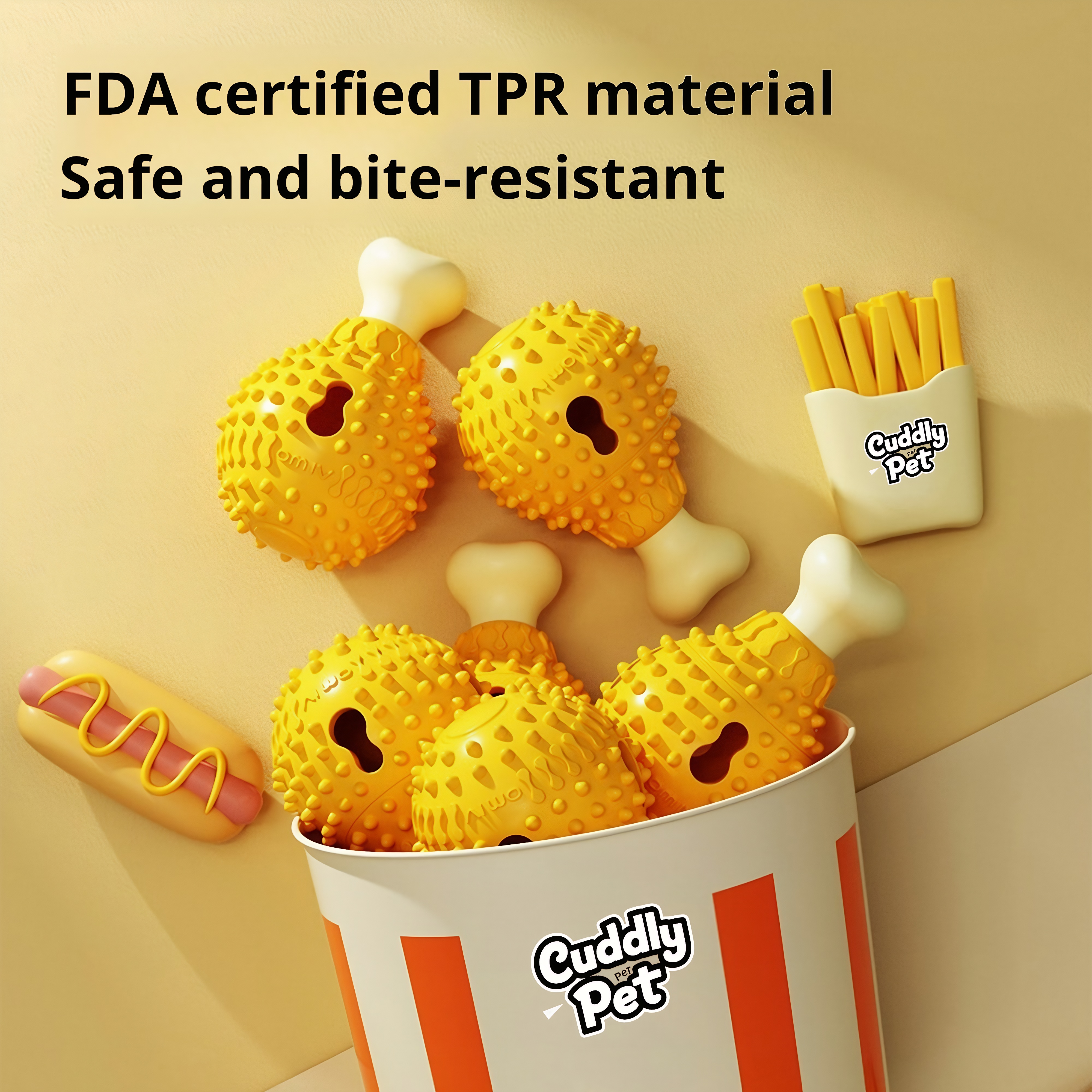 Fried Chicken Leg Squeaky Treat Dispenser – Interactive Dog Puzzle Toy for Small and Large Dogs