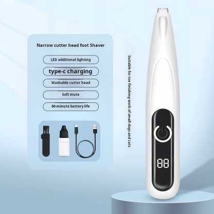 Dog Paw Trimmer with LED Light，Cordless Rechargeable Dog Clippers，Low Noise Dog and Cat Clippers，Pet Grooming Clippers Hair Trimmer