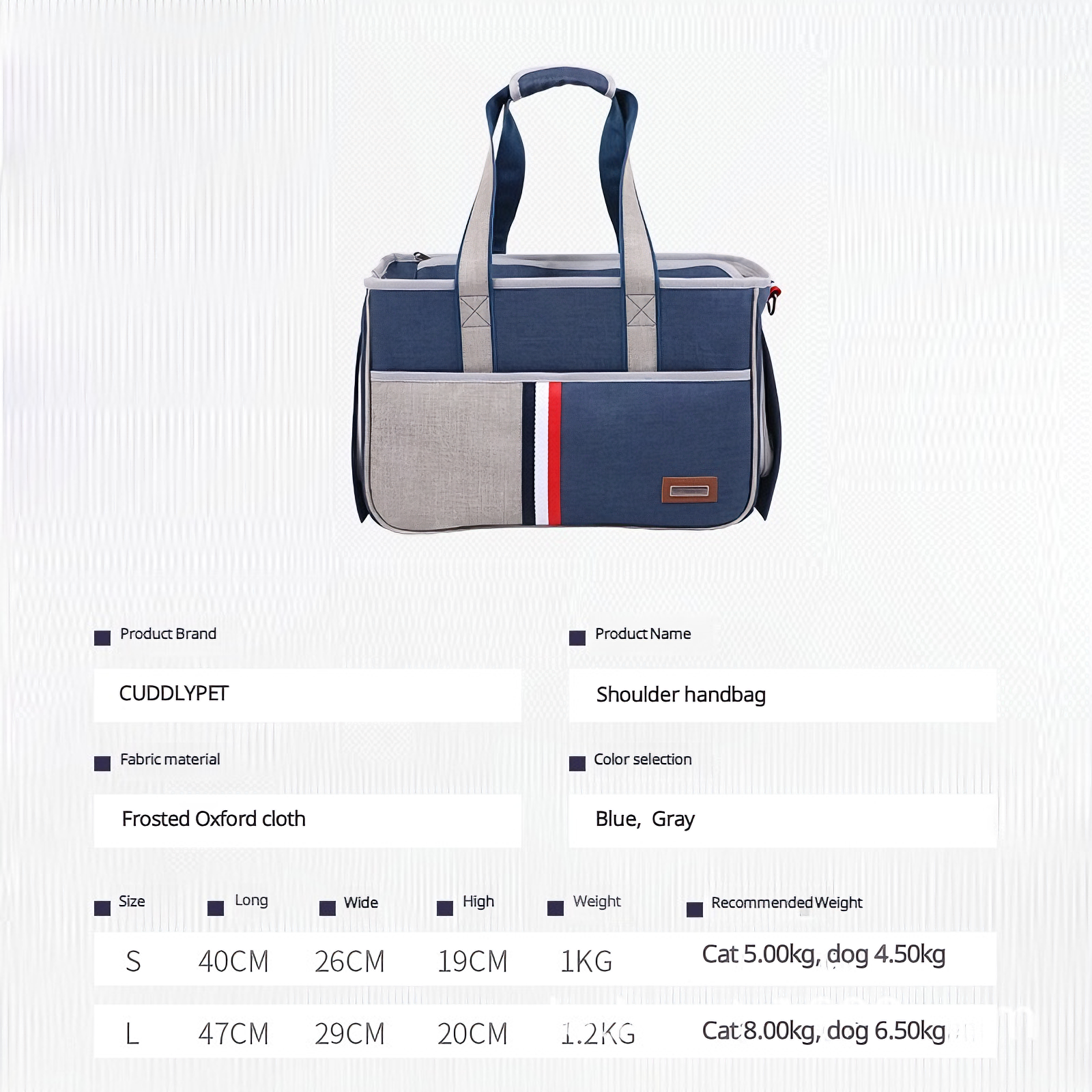 Cuddlypet Designer Pet Carrier Bag - 3-Side Breathable Mesh, Hands-Free Shoulder & Handheld Tote for Cats and Small Dogs, Durable Oxford Fabric (S, L Size)