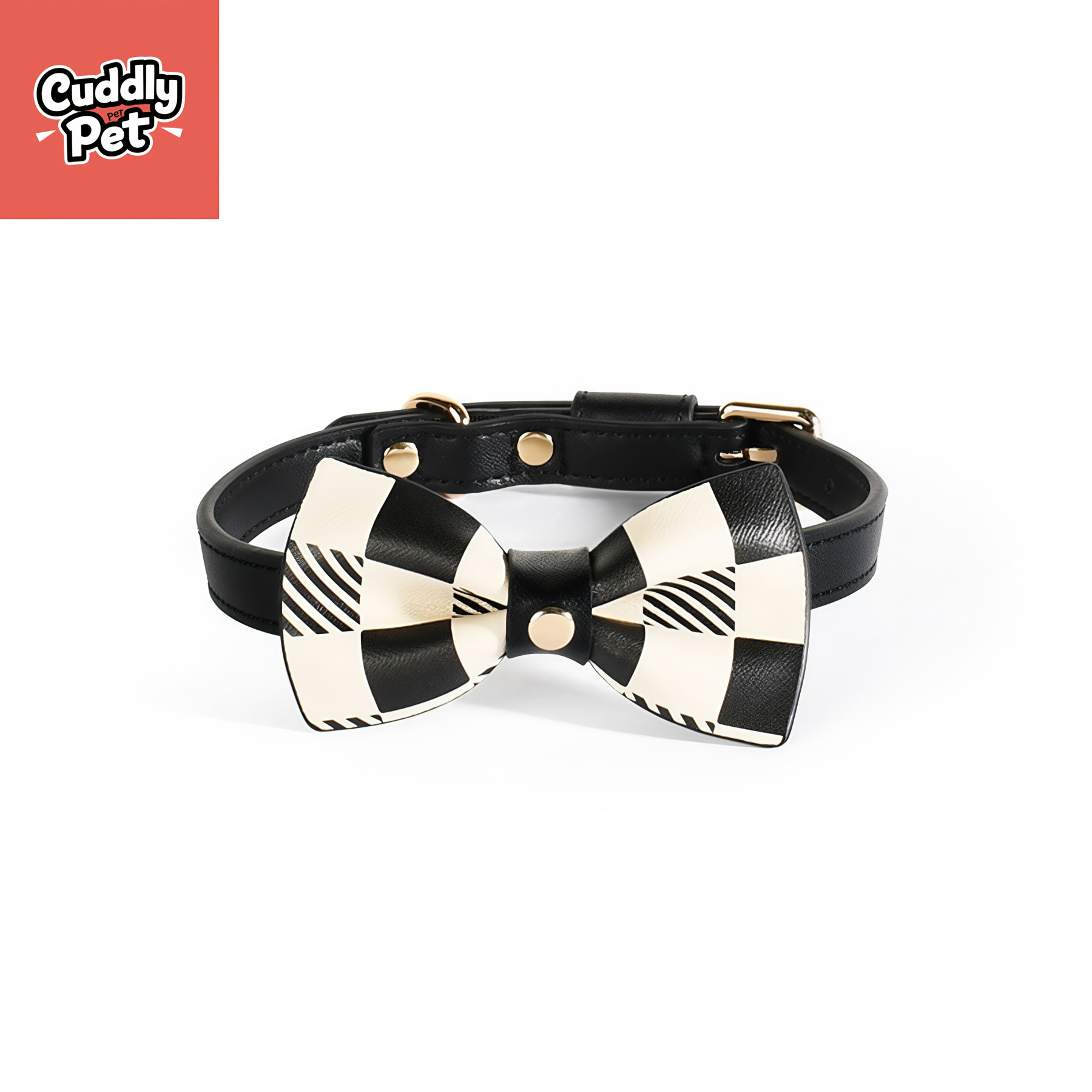 Custom Breakaway Pet Collar Set - Luxury Soft Leather, Detachable Plaid Print & Anti-Choke Safety Buckle (S/M/L)