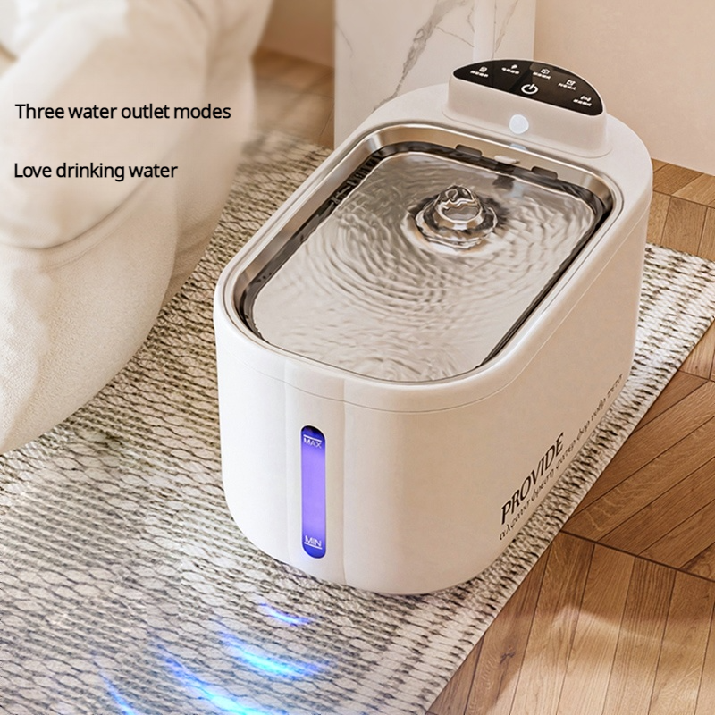 Wireless Smart Pet Water Fountain with UV Sterilization, 4L Large Capacity, 5200mAh Battery, Stainless Steel Tray for Cats and Dogs