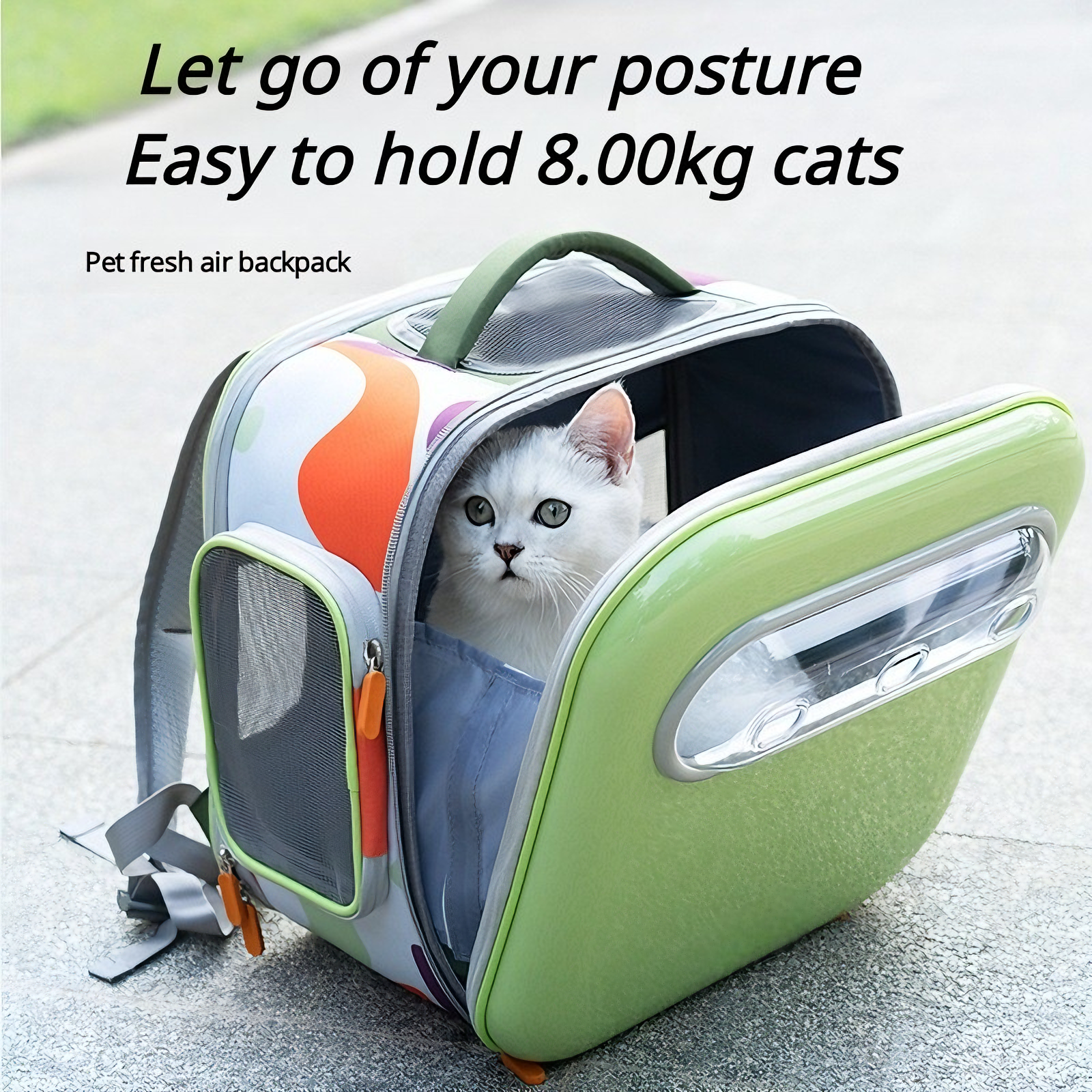 Ventilated Pet Carrier Backpack with Hidden Window - Large Airflow Cat & Small Dog Carrier, EVA Back Support, Water-Resistant, Travel Friendly