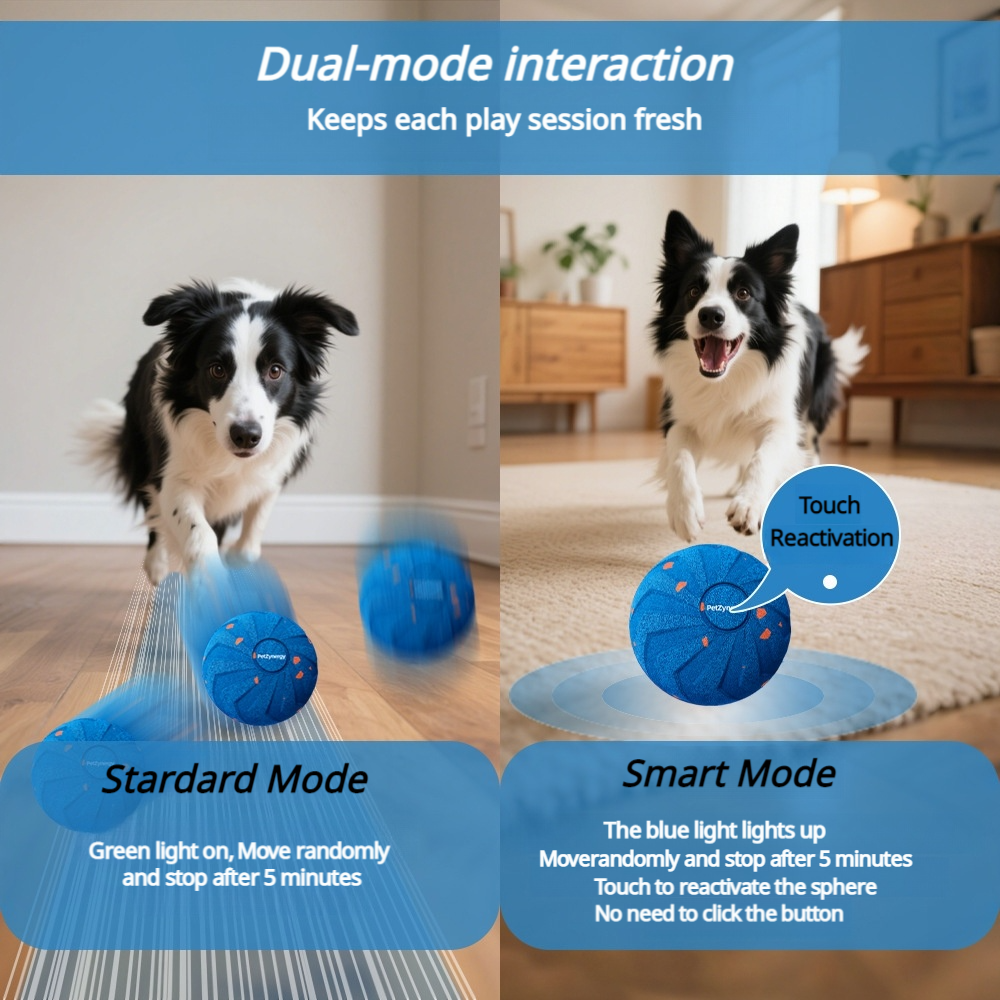 CuddlyPet 2025 Newest Interactive Dog Ball Toy - Automatic Self-Play, Smart Motion Modes, Chew-Resistant with Replaceable Shell, Food-Grade Safe for Small Medium Large Dogs & Cats