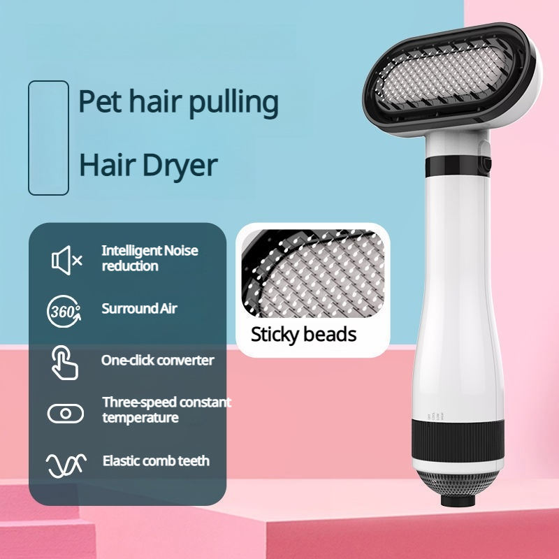 Hair Dryer Brush for Small/Medium Dog & Cat, 2 in 1 Pet Grooming Dryer, 2 Heat Settings & 3 Adjustable Blowing Dryer-CUDDLY PET