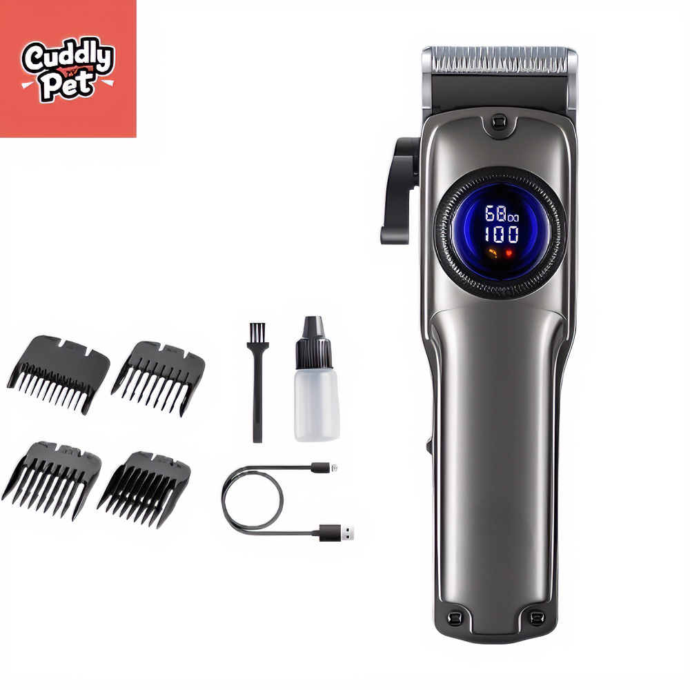 Professional Dog Grooming Clippers Cordless with LCD & 4 Blades | CuddlyPet