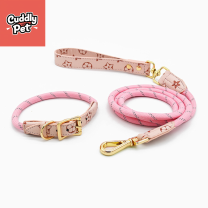 Premium Leather Pet Harness Set with Reflective Strips - Adjustable, Tangle-Proof & Comfortable for Small to Large Dogs  