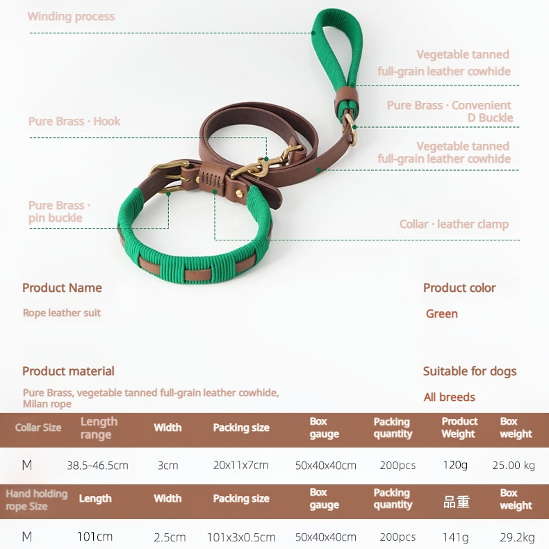 Handmade Adjustable Leather Dog Collar - Full-Grain Vegetable-Tanned Leather, Solid Brass Hardware, 3.5mm Thick, Multi-Hole Design for Perfect Fit  