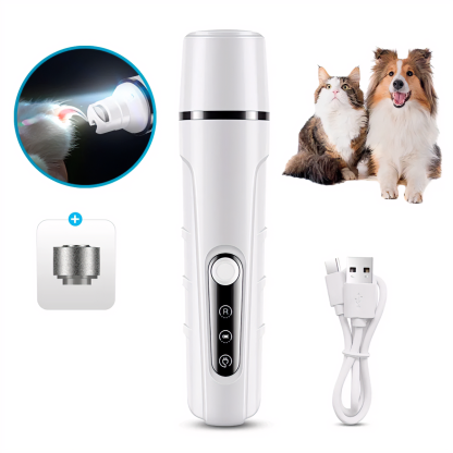 LED Pet Nail Grinder with Smart Display – 3 Modes, 2 Speeds, Replaceable Wheels for Dogs & Cats