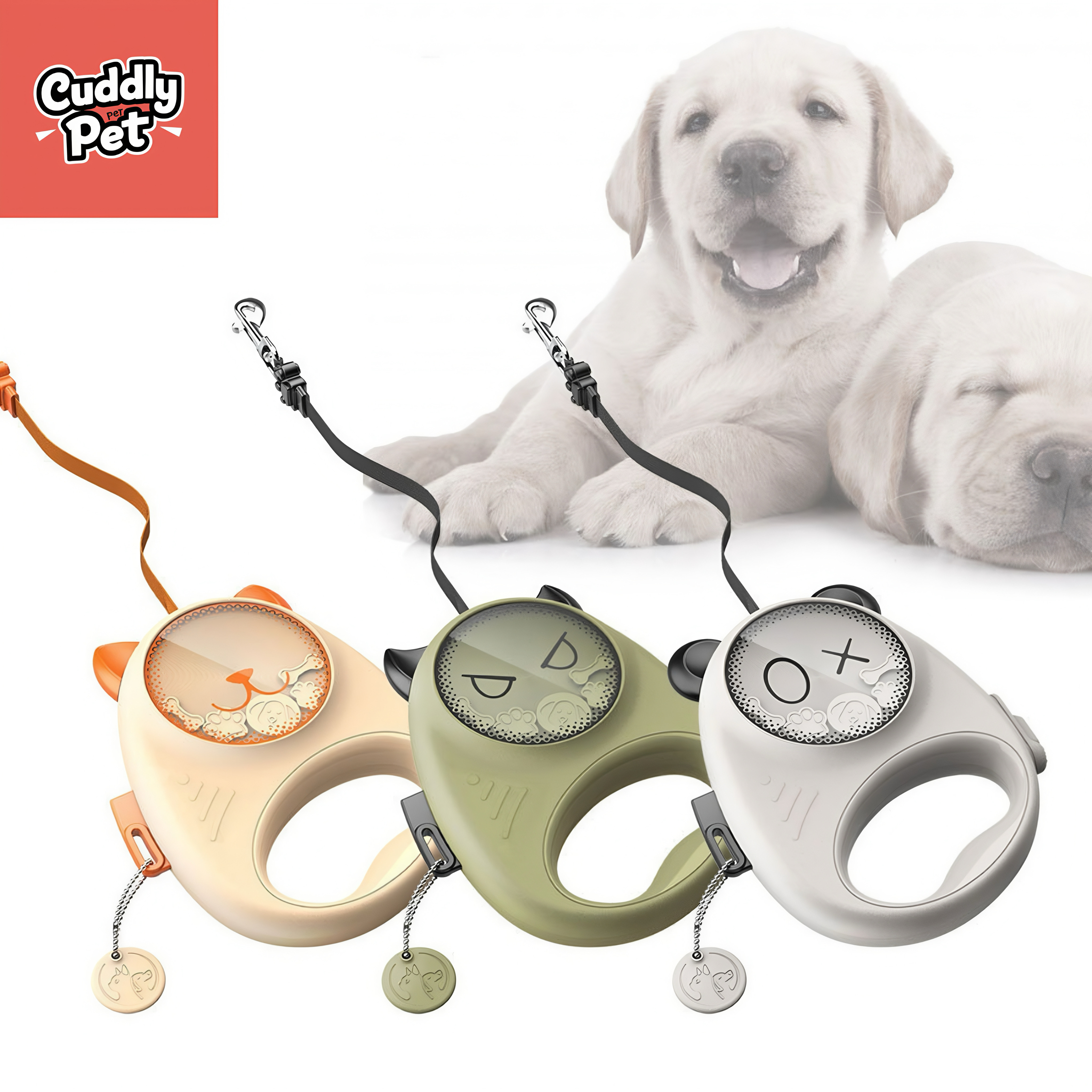 Green Devils Retractable Dog Leash - 4M Nylon Tape Lead for Small Medium Dogs, Up to 25kg, One-Hand Lock Control, Lightweight & Durable