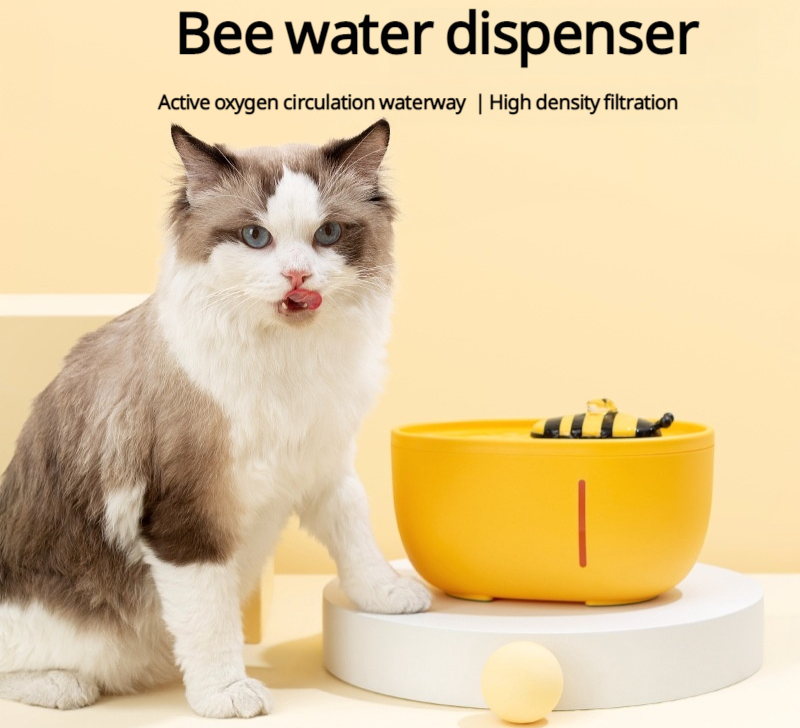 Cat water68oz/2L Cat Water Dispenser -Cat Pet Water Dispenser- Automatic Cat Water Dispenser Bowl -Cat Feeding and Drinking Supplies- Water Level Window-Ultra Quiet Water Dispenser